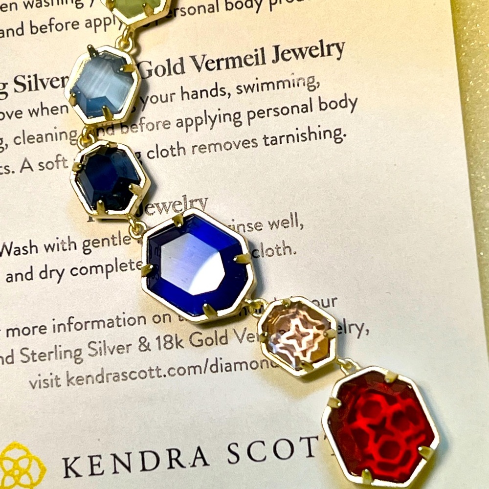 NWT Kendra Scott Darrell Necklace Ombré Stones Yellow Gold STUNNING & Amazing! - Picture 9 of 17